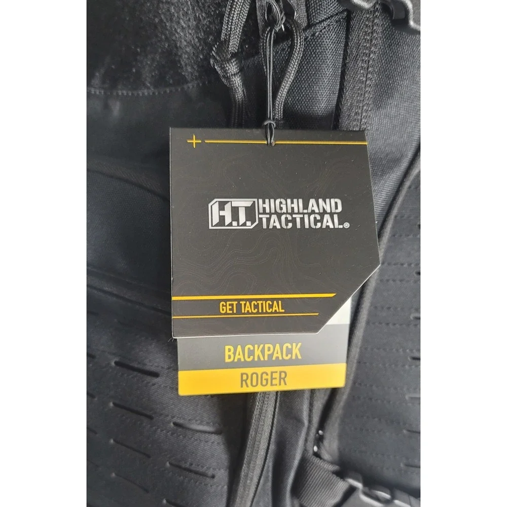 Highland Tactical Black Roger Molle Backpack Sternum Strap Padded Back Panel NWT